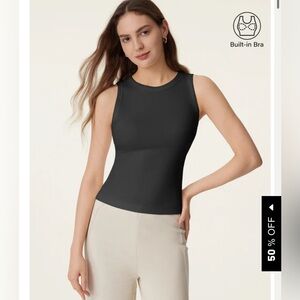 OGL: Cotton Crewneck Built-In Bra Tank Medium